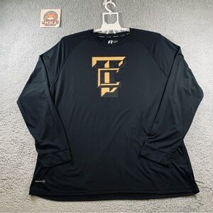 Russell Dri-Power 360 Shirt Men's Training Fit Long Sleeve Black Size 2XL 50-52‎